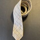 Polo Ralph Lauren karierte neutrale handgefertigte 100 % Leinen Vintage Krawatte blaues Etikett NEU