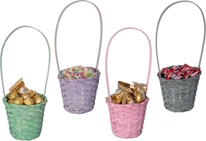 Set of 4 Decorative Baskets in Assorted Colors - Perfect for Easter Egg Hunts, T - Picture 1 of 7