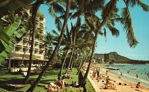 Cartolina d'epoca Surfrider Hotel Sheraton Hotel sulla spiaggia Waikiki Hawaii HI - Foto 1 di 2