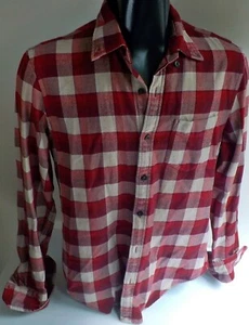 Camicia CLUB MONACO LS bottoni davanti 100% cotone a quadri MED slim rosso/marrone/marrone - Foto 1 di 4