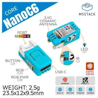 M5Stack NanoC6 ESP32-C6 WiFi Zigbee Matter Thread Development Kit ZIGBEE Support - Image 1 of 4