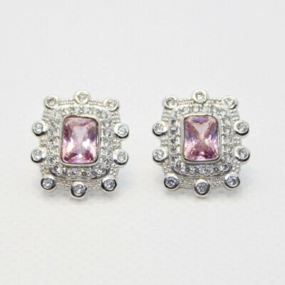 Pink Saphir Weißtopas Ohrstecker 925 Sterlingsilber rhodiniert - Bild 1 von 4