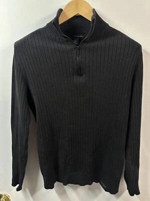 Calvin Klein Men's 1/4 Zip Cotton Sweater Size Small  Black - Image 1 of 4