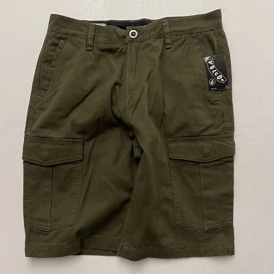 NWT Volcom VMighty 30 x 10" OD Green 100% Cotton Twill Cargo Chino Shorts - Image 1 of 4