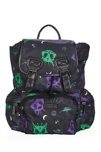BANNED Apparel Black Gothic Punk Emo Rockabilly Kitty Alien Cat Backpack - Picture 1 of 4