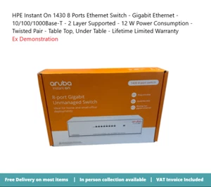 HPE Instant On 1430 8 Ports Ethernet Switch - Gigabit Ethernet - Picture 1 of 3
