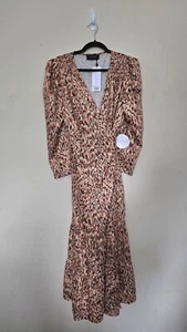 Little Mistress Print Long Sleeve Wrap Maxi Dress Satin BNWT Size 16 - Picture 1 of 2
