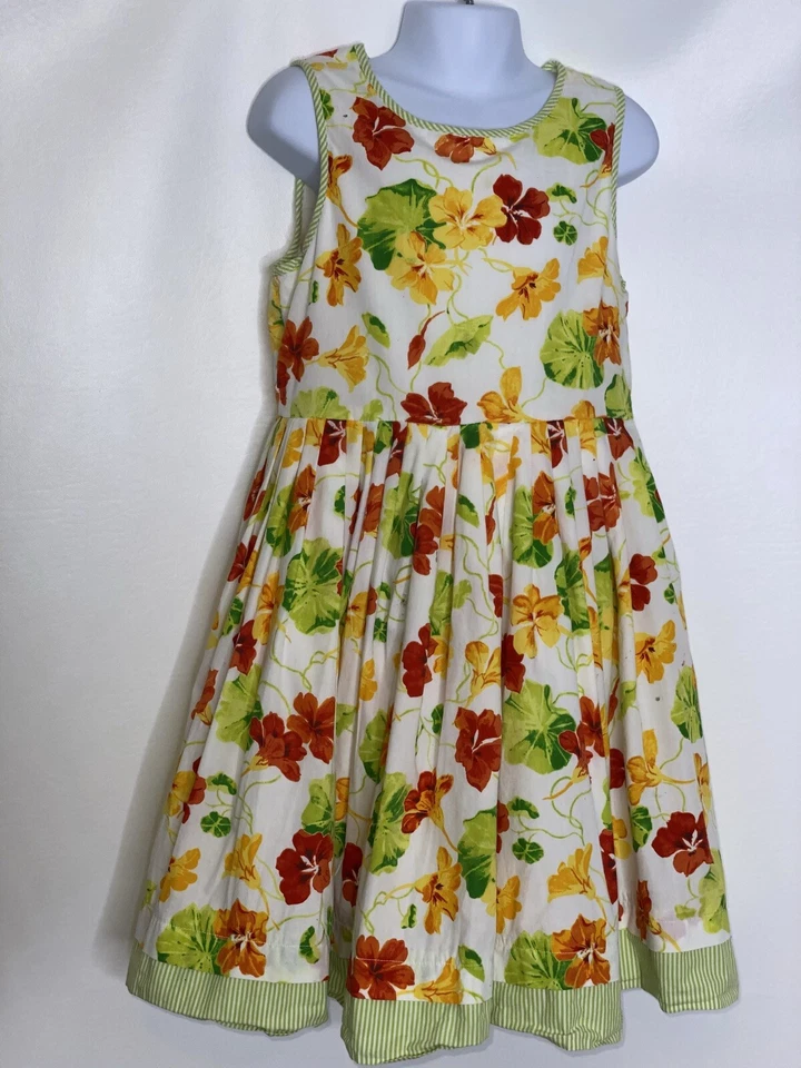 Vestido Polly & Friends feminino floral sem mangas acabamento Seersucker tamanho 6x - Imagem 1 de 3