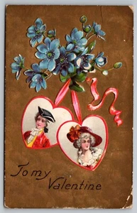 Postcard: Valentine, Embossed, Metallic, Novelty, Art, Posted 1910 - Picture 1 of 2