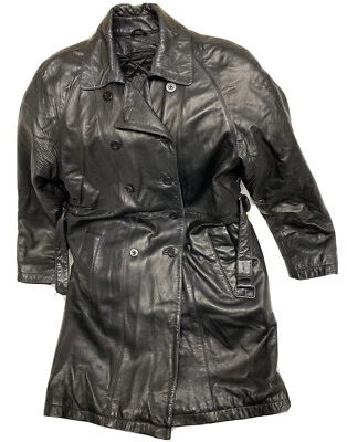 Michael Hoban NORTH BEACH LEATHER Trench Coat Overcoat Women’s Size 8 Soft - Image 1 of 4