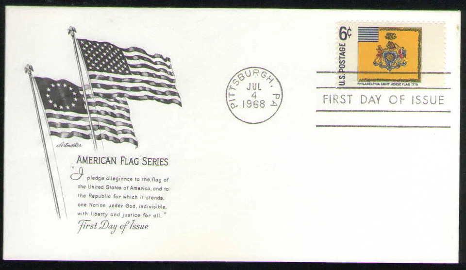 US. 1353. 6c. Philadelphia Light Horse, 1775, Historic Flag. Artmaster FDC. 1968 - Image 1 of 1