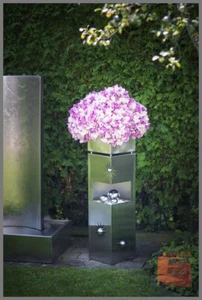 EDELSTAHL GARTEN SÄULE "SONNE" Blumenschale Edelstahlkugeln matt 102 cm ho -10- - Bild 1 von 6