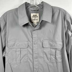 Blake Shelton Lands' End Button Up Nylon Fishing Shirt Men's Medium Tall Gray F - Picture 1 of 9
