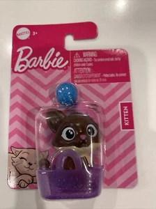 Barbie Mattel Pet Kitten Accessory Figurine Purple Basket Blue Yarn Cake Topper - Picture 1 of 4