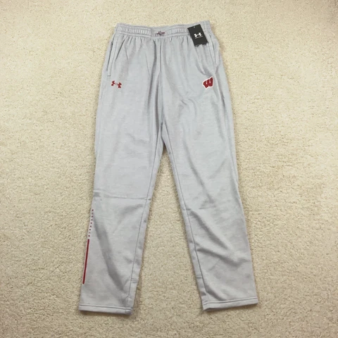 Under Armour Wisconsin Badgers Mens Medium Storm Fleece Joggers Pants Gray New Cover