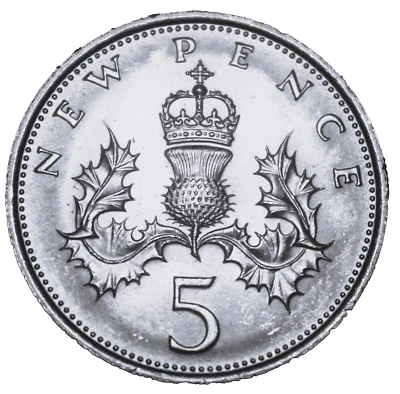 Grã-Bretanha 5 pence novo, 1970 gema unc~RARO~Frete grátis - Imagem 1 de 2