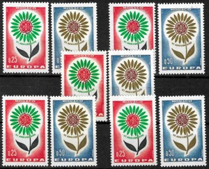 Monaco 5 Sets of 1964 Europa, Flower Design, Set of 2, UNM / MNH - Picture 1 of 1