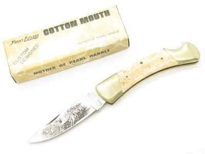 Vintage 1980s Frost Cutlery Seizo Imai Seki Japan 4.25" Lockback Cow Bone Knife - Image 1 of 4
