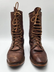 vtg.  Golden Retriever Damen 11,5 Braun Leder Vibram Goodyear Holzfällerstiefel - Bild 1 von 24