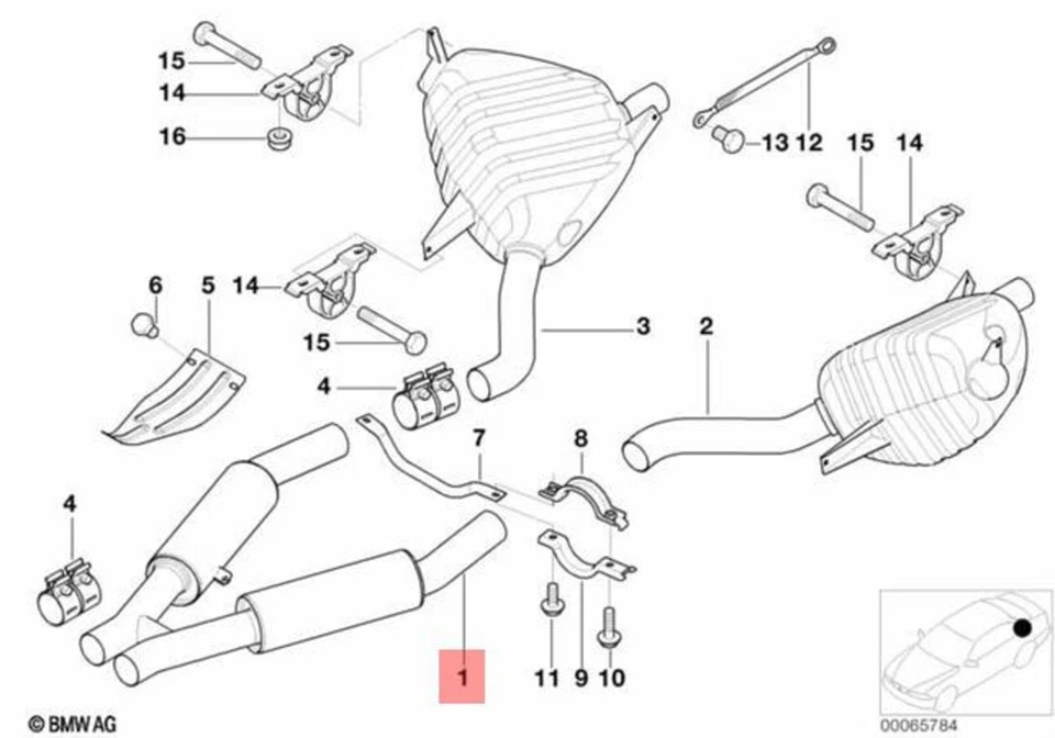 Silenciador central genuino BMW Alpina Z8 V8 E52 Alpina V8 Cabrio 18107830474 Foto 1 de 1