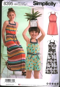 8395 CUT Simplicity Sewing Pattern Girls Halter Dress Romper Two Lengths OOP Sew - Picture 1 of 2