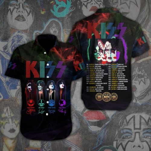 PALM ANGELS Abito manica corta fascia bacio camicia hawaiana