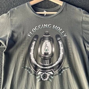 Camisa Flogging Molly Band Para Hombres Gráfico Mediano Verde Punk Rock Irlandés - Imagen 1 de 7