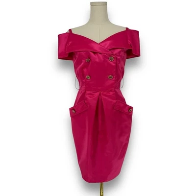 Mini Vestido Esmoquin Fuera del Hombro Rosa Lillie Rubin Años 80 De Colección Estrás 10 Foto 1 de 4