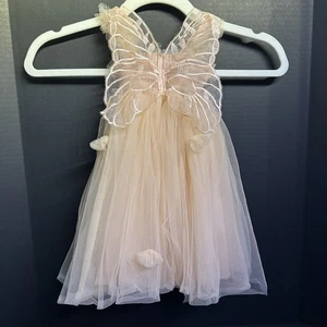 Peach Fairy Flower Girl Dress – Butterfly Back – Worn Once for Photos - Picture 1 of 10