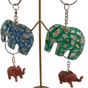Menge 4 bunte Mosaik Elefant Schlüsselanhänger & roter Elefant Charms Boho Accessoire - Bild 1 von 11
