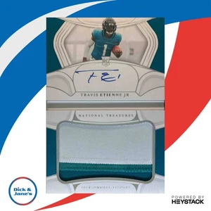Folleto de firmas jumbo Travis Etienne National Treasures 2021/99 Jaguars - Imagen 1 de 10