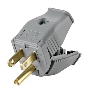 Leviton 3W101-0GY 15A 125V 2-Pole 3-Wire 18 to 12 AWG Gray Thermoplastic Plug - Picture 1 of 1