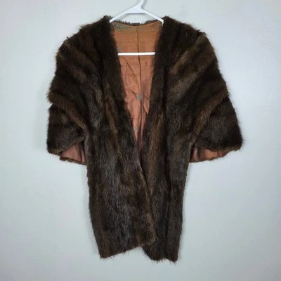 Vintage Brown Mink Fur Stole Wrap Bolero Shrug Cape Shawl Evening Occasion - Image 1 of 4