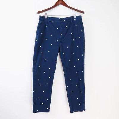 Calça reta J Crew tamanho 30 vintage bolinhas stretch chino azul marinho - Imagem 1 de 4