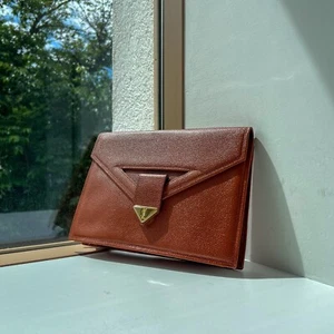 Saint Laurent Yves Saint Laurent Brown Leather Clutch Bag YSL Authentic - Picture 1 of 24