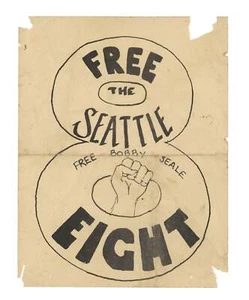 Free the Seattle Eight Free Bobby Seale ~ Original 1970 handbill ~ BIG LEBOWSKI - Imagen 1 de 2