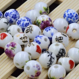 4/20pc 12mm Blue And White Porcelain Ceramic Round Loose Beads Jewelry Making - Picture 1 of 22