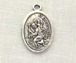 Charm Medaglia Portatore Cristo San Cristoforo Pensionato Leggenda Placcato Argento Nuovo - Foto 1 di 6