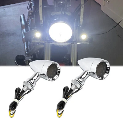 2x Señales de giro LED de 10 mm luz intermitente cromada para Yamaha Bolt Star R-SPEC XVS650 Foto 1 de 4