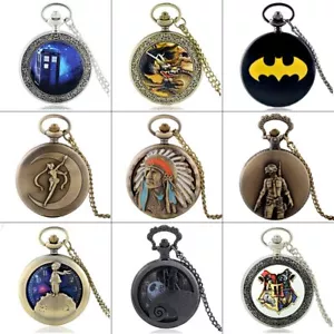 Collana ciondolo orologio quarzo da tasca vintage design antico catena retrò regalo nuovo - Foto 1 di 87
