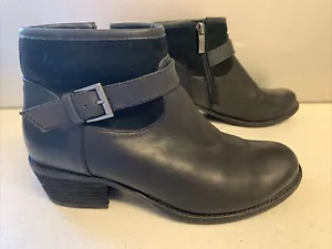 Size 6 37 AIRFLEX Black leather mid block heel ankle boot ‘Scamper’ ankle strap. - Picture 1 of 8