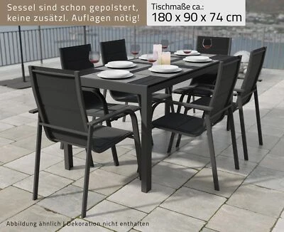 Alu Gartensitzgruppe Essgruppe 7tlg. Gartenmöbel Set Gartenset Sitzgruppe - Bild 1 von 4