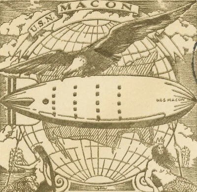 USS Macon Airship Memorial Day Airmail Cover Cachet 6c Postage Oakland 1935 USA - Image 1 of 3