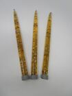 3 - Vintage MCM Lucite Acrylic 11.5' Clear Amber Taper Candles Gold Fleck