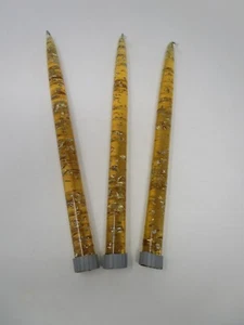 3 - Vintage MCM Lucite Acrylic 11.5" Clear Amber Taper Candles Gold Fleck - Bild 1 von 6