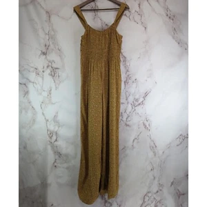 Madewell Jumpsuit Womens Medium Yellow Tank Wide Leg Floral Boho Sophia Shirred - Picture 1 of 12