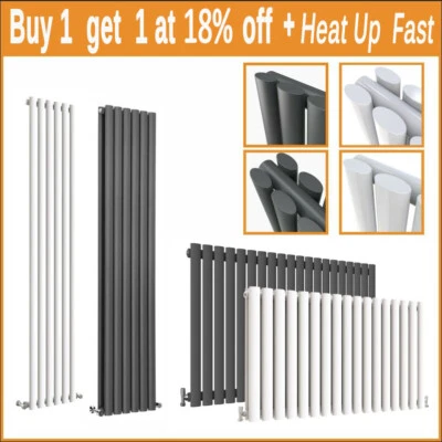 Designer Oval Column Flat Panel Radiator Horizontal Vertical Central Heating Rad - Image 1 of 4