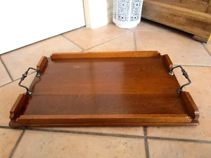 Vintage 1900's Oak Wooden Tray Metal Handles - GREAT DISPLAY - BUY IT NOW - Picture 1 of 4