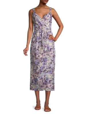 Rebecca Taylor Size 2 Dress Poppy Field Print Cotton Wrap Sleeveless Midi $495 - Image 1 of 4