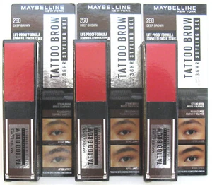 3 sopracciglia per tatuaggi Maybelline 36 ore Gel e pennello. 6ml. 260 marrone intenso. Nuovo e sigillato - Foto 1 di 1